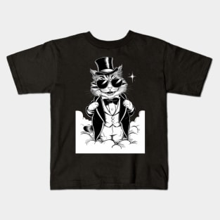 Cool Rich furry cat in sunglasses Kids T-Shirt